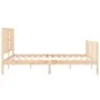Double bed frame with solid wood headboard by vidaXL, Beds and slatted bases - Ref: Foro24-3192236, Price: 162,41 €, Discount: %