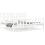 White solid wood bed frame with headboard 200x200 cm by vidaXL, Beds and slatted bases - Ref: Foro24-3192252, Price: 165,02 €...