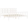 Weißer Massivholzbettrahmen mit Kopfteil 200x200 cm von vidaXL, Betten und Lattenroste - Ref: Foro24-3192252, Preis: 165,02 €...