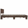 Estructura cama madera ingeniería metal marrón roble 150x200 cm