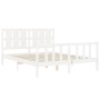 Weißer Massivholzbettrahmen mit Kopfteil 160x200 cm von vidaXL, Betten und Lattenroste - Ref: Foro24-3192242, Preis: 160,11 €...