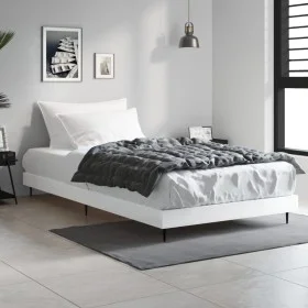 Glossy white engineered wood bed frame 90x190 cm by vidaXL, Beds and slatted bases - Ref: Foro24-832303, Price: 88,91 €, Disc...