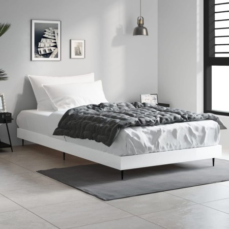Bettgestell aus glänzend weißem Holzwerkstoff, 90 x 190 cm von vidaXL, Betten und Lattenroste - Ref: Foro24-832303, Preis: 90...