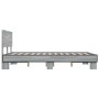 Estructura cama madera ingeniería metal gris Sonoma 120x200 cm