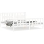 White solid wood bed frame with headboard 200x200 cm by vidaXL, Beds and slatted bases - Ref: Foro24-3192447, Price: 184,68 €...