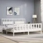 Estructura de cama con cabecero madera maciza blanco 200x200 cm de vidaXL, Camas y somieres - Ref: Foro24-3192447, Precio: 18...