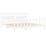 White solid wood bed frame with headboard 200x200 cm by vidaXL, Beds and slatted bases - Ref: Foro24-3192447, Price: 184,68 €...