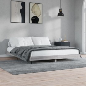Estructura de cama madera contrachapada gris Sonoma 150x200 cm