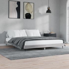 Estructura de cama madera de ingeniería gris Sonoma 150x200 cm