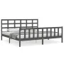 Estructura de cama con cabecero madera maciza gris 200x200 cm de vidaXL, Camas y somieres - Ref: Foro24-3192123, Precio: 167,...