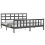Grauer Massivholzbettrahmen mit Kopfteil 200x200 cm von vidaXL, Betten und Lattenroste - Ref: Foro24-3192123, Preis: 169,45 €...