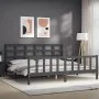 Estructura de cama con cabecero madera maciza gris 200x200 cm de vidaXL, Camas y somieres - Ref: Foro24-3192123, Precio: 167,...