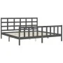 Estructura de cama con cabecero madera maciza gris 200x200 cm de vidaXL, Camas y somieres - Ref: Foro24-3192123, Precio: 167,...
