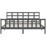 Gray solid wood bed frame with headboard 200x200 cm by vidaXL, Beds and slatted bases - Ref: Foro24-3192123, Price: 169,45 €,...