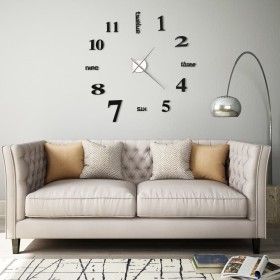 Reloj 3D de pared con diseño moderno 100 cm XXL negro