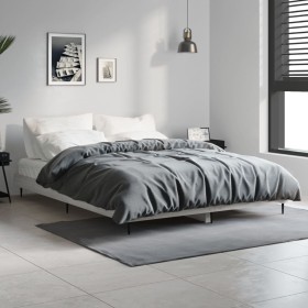 Sonoma gray engineered wood bed frame 140x190 cm by vidaXL, Beds and slatted bases - Ref: Foro24-832283, Price: 120,35 €, Dis...