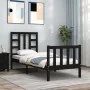 Einzelbettgestell mit schwarzem Massivholz-Kopfteil von vidaXL, Betten und Lattenroste - Ref: Foro24-3191935, Preis: 119,04 €...