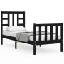 Einzelbettgestell mit schwarzem Massivholz-Kopfteil von vidaXL, Betten und Lattenroste - Ref: Foro24-3191935, Preis: 119,04 €...