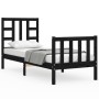 Single bed frame with black solid wood headboard by vidaXL, Beds and slatted bases - Ref: Foro24-3191935, Price: 120,62 €, Di...