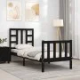Einzelbettgestell mit schwarzem Massivholz-Kopfteil von vidaXL, Betten und Lattenroste - Ref: Foro24-3191935, Preis: 119,04 €...
