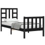 Einzelbettgestell mit schwarzem Massivholz-Kopfteil von vidaXL, Betten und Lattenroste - Ref: Foro24-3191935, Preis: 120,62 €...