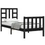 Estructura de cama individual con cabecero madera maciza negro de vidaXL, Camas y somieres - Ref: Foro24-3191935, Precio: 119...