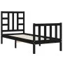 Estructura de cama individual con cabecero madera maciza negro de vidaXL, Camas y somieres - Ref: Foro24-3191935, Precio: 119...