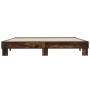 Estructura cama madera ingeniería metal roble ahumado 200x200cm