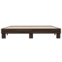 Estructura cama madera ingeniería metal marrón roble 180x200 cm