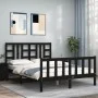 Bed frame with black solid wood headboard 140x190 cm by vidaXL, Beds and slatted bases - Ref: Foro24-3191955, Price: 173,53 €...