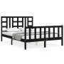 Bed frame with black solid wood headboard 140x190 cm by vidaXL, Beds and slatted bases - Ref: Foro24-3191955, Price: 173,53 €...