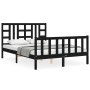 Bettgestell mit schwarzem Massivholzkopfteil 140x190 cm von vidaXL, Betten und Lattenroste - Ref: Foro24-3191955, Preis: 175,...