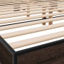 Estructura cama madera ingeniería metal marrón roble 160x200 cm