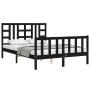 Bettgestell mit schwarzem Massivholzkopfteil 140x190 cm von vidaXL, Betten und Lattenroste - Ref: Foro24-3191955, Preis: 175,...