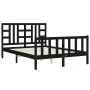 Bed frame with black solid wood headboard 140x190 cm by vidaXL, Beds and slatted bases - Ref: Foro24-3191955, Price: 173,53 €...