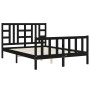 Bettgestell mit schwarzem Massivholzkopfteil 140x190 cm von vidaXL, Betten und Lattenroste - Ref: Foro24-3191955, Preis: 175,...