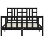Bed frame with black solid wood headboard 140x190 cm by vidaXL, Beds and slatted bases - Ref: Foro24-3191955, Price: 173,53 €...