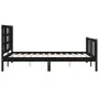 Bed frame with black solid wood headboard 140x190 cm by vidaXL, Beds and slatted bases - Ref: Foro24-3191955, Price: 173,53 €...