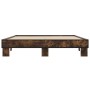 Estructura cama madera ingeniería metal roble ahumado 150x200cm