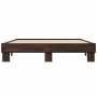 Estructura cama madera ingeniería metal marrón roble 150x200 cm