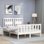 Weißer Massivholzbettrahmen mit Kopfteil 120x200 cm von vidaXL, Betten und Lattenroste - Ref: Foro24-3192422, Preis: 134,35 €...
