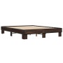 Estructura cama madera ingeniería metal marrón roble 150x200 cm