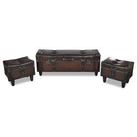 Brown 3-piece storage bench set by vidaXL, Benches for halls and storage - Ref: Foro24-240551, Price: 268,58 €, Discount: %