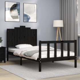 Bettgestell mit schwarzem Massivholzkopfteil 100x200 cm von vidaXL, Betten und Lattenroste - Ref: Foro24-3192290, Preis: 142,...