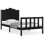 Bed frame with black solid wood headboard 100x200 cm by vidaXL, Beds and slatted bases - Ref: Foro24-3192290, Price: 142,18 €...