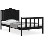 Bed frame with black solid wood headboard 100x200 cm by vidaXL, Beds and slatted bases - Ref: Foro24-3192290, Price: 140,42 €...