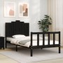 Bed frame with black solid wood headboard 100x200 cm by vidaXL, Beds and slatted bases - Ref: Foro24-3192290, Price: 142,18 €...