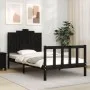 Bed frame with black solid wood headboard 100x200 cm by vidaXL, Beds and slatted bases - Ref: Foro24-3192290, Price: 140,42 €...