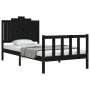Bed frame with black solid wood headboard 100x200 cm by vidaXL, Beds and slatted bases - Ref: Foro24-3192290, Price: 142,18 €...