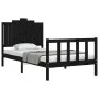 Bed frame with black solid wood headboard 100x200 cm by vidaXL, Beds and slatted bases - Ref: Foro24-3192290, Price: 140,42 €...